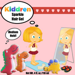 Kiddren Sparkle Hair Gel 4 ounce sparkle hair gel for kids adds sparkle to the hair while a medium to strong hold keeps styled hair in place.